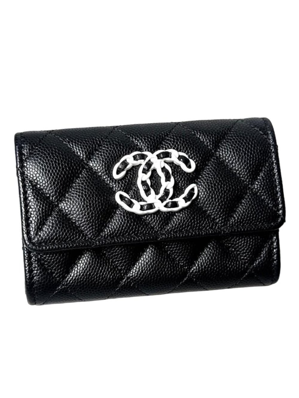 Chanel 19 Card Case Caviar Leather Black
